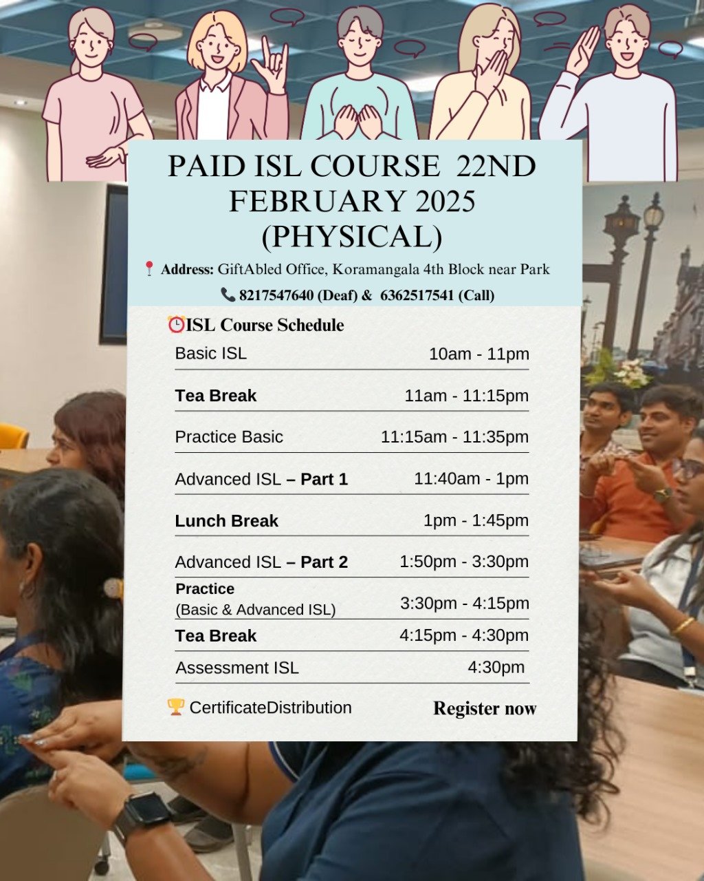 ISL Course on 22nd February 2025 (Physical)